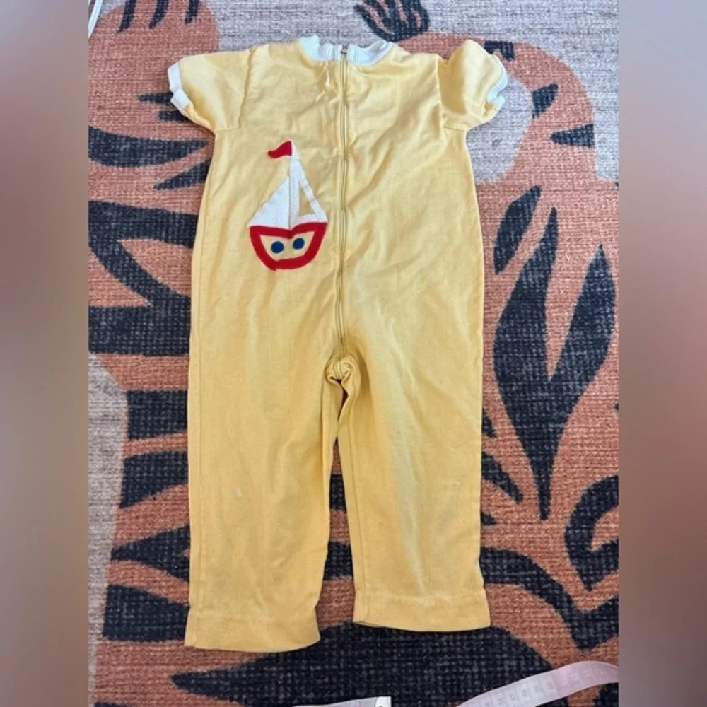 Vintage Florence Eiseman Yellow Sailboat Footie One-Piece